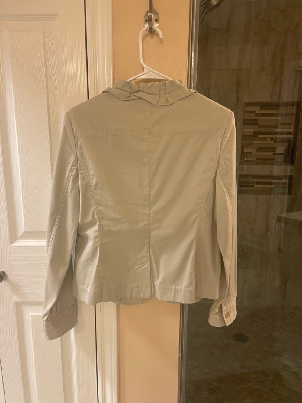 Talbots Cream Ruffle-Trim Single-Button Blazer - Picture 4 of 7
